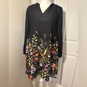 NWT Old Navy black floral bottom dress.